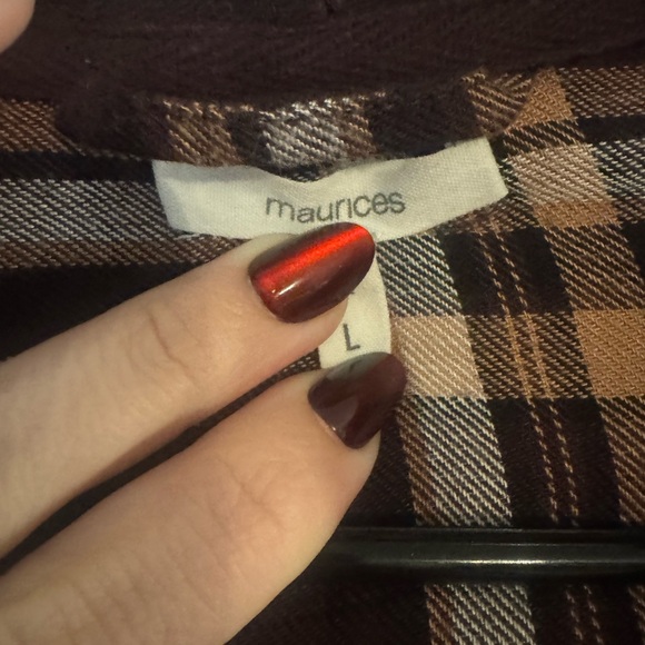 Maurices Tan and Black Plaid Shirt - Picture 3 of 3